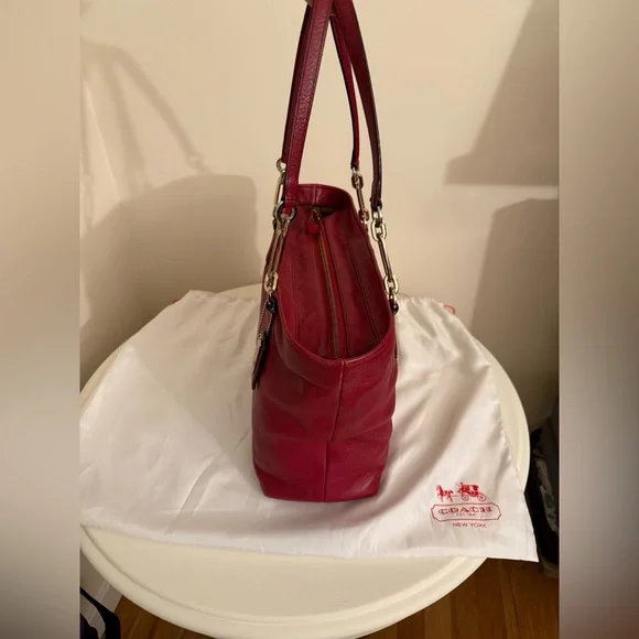 Coach Bold Red Leather Tote - Picture 2 of 3